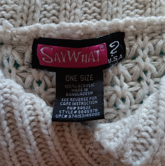 Say What?~White Neutral Waffle Knit Fringe Large Collar Poncho - Picture 5 of 16